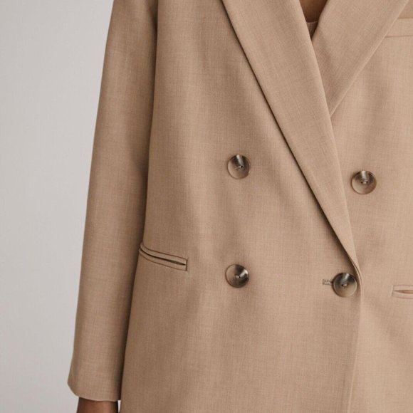 Anthropologie Maeve 8 NWT Double-Breasted Blazer Jacket Coat Beige New - Picture 9 of 11